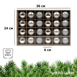 Набор елочных шаров Winter Glade пластик, 6 см, 24 шт., серебряный микс 6024G002