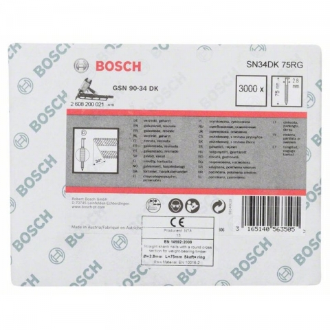 products/Гвозди 3000 шт. с D-образной головкой SN34DK 75RG; 75 мм для GSN 90-34 DK, Bosch,2608200021