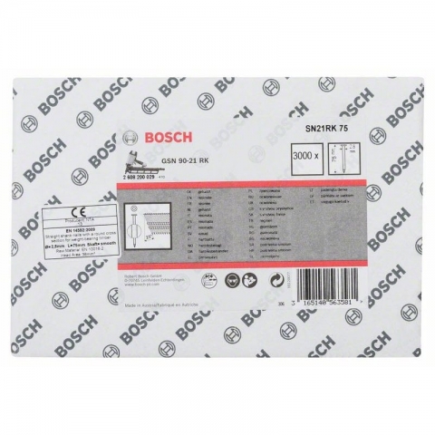 products/Гвозди 3000 шт. с круглой головкой SN21RK 75; 75 мм для GSN 90-34 DK, Bosch, 2608200029