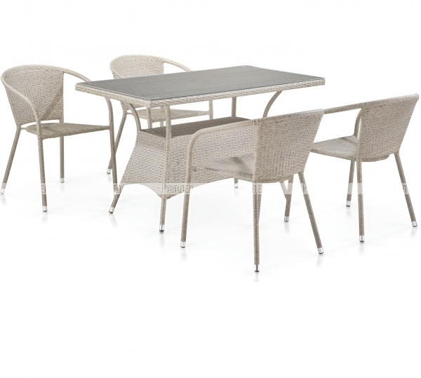 Комплект плетеной мебели Afina T198D/Y137C-W85 Latte (4+1), арт. T198D/Y137C-W85 Latte 4Pcs