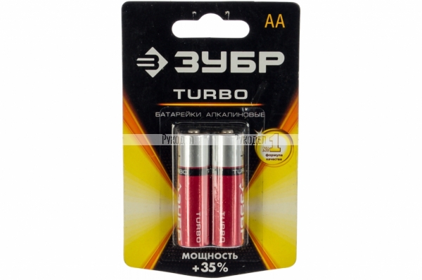 Щелочная батарейка Зубр 1.5 В, тип АА, 2 шт, Turbo 59213-2C_z01