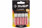 Щелочная батарейка Зубр 1.5 В, тип АА, 4 шт, Turbo 59213-4C_z01