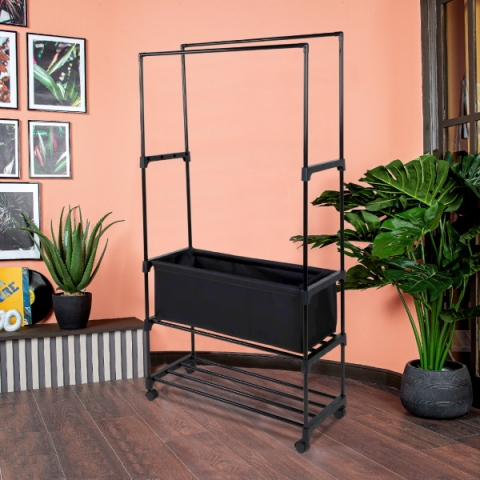 products/Двойная напольная вешалка для одежды Helex Home W-22, чёрная