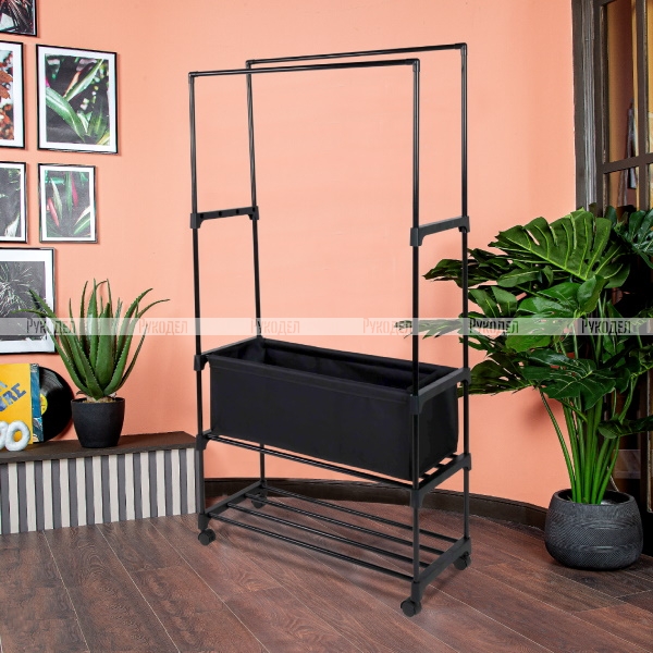 Двойная напольная вешалка для одежды Helex Home W-22, чёрная