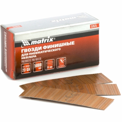 products/Гвозди финишные (шпильки) 23GA для пневматического нейлера финишного диаметр 0,64 мм длина -20 мм, 5000 шт. MATRIX