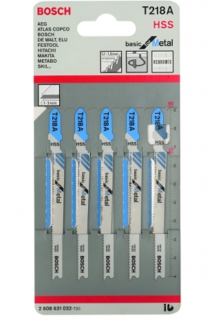 products/Набор пилок BOSCH T 218, для тонких листов, шаг зубьев 1,1-1,5 мм 2608631032