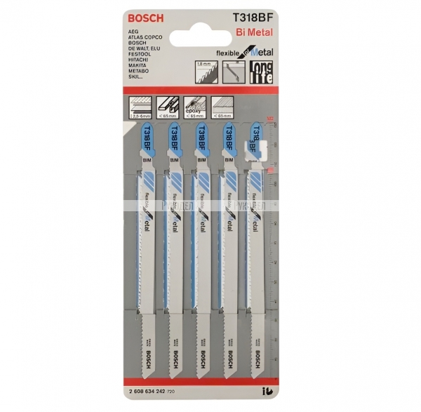 Набор пилок Bosch T 318 BF BIM 2608634242, для лобзика, 5 шт
