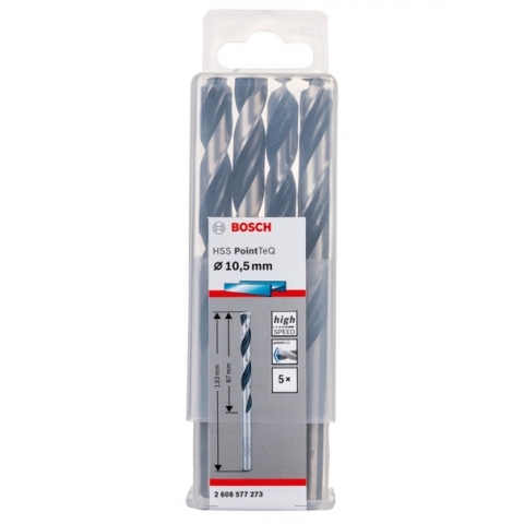 products/Спиральное сверло Bosch HSS PointTeQ 10.5 мм DIN 338 (135 град.) по металлу (5 шт.) (арт. 2608577273)