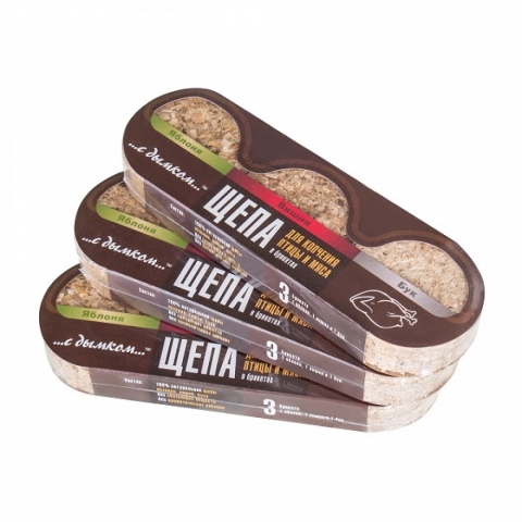 products/Щепа в брикетах для копчения мяса с дымком 3шт/упаковка: яблоня, бук, вишня, ЩБМ