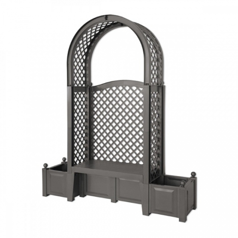 products/Садовая скамейка KHW Амстердам с аркой 207см и ящиками для цветов 2х44л, антрацит (2 кор.), арт. 43805